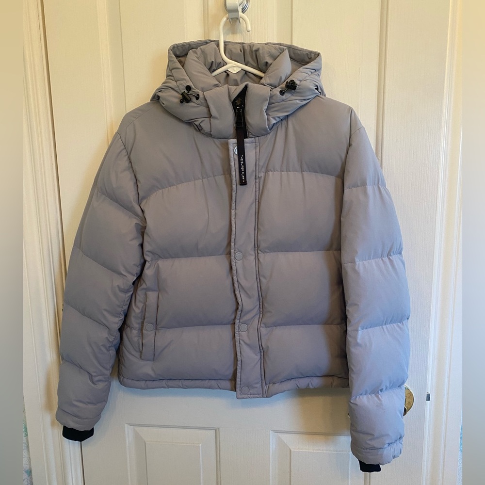 Aritzia Grey Super Puff Shorty Jacket with Hood